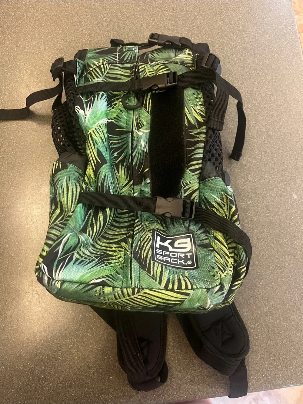K9 Sport Sack Dog Carrier Backpack in Green Tropical Print